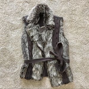 Faux fur & knit sweater